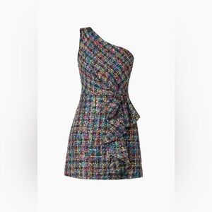 Shoshanna Zoie Beaded Multicolor One-Shoulder Dress
